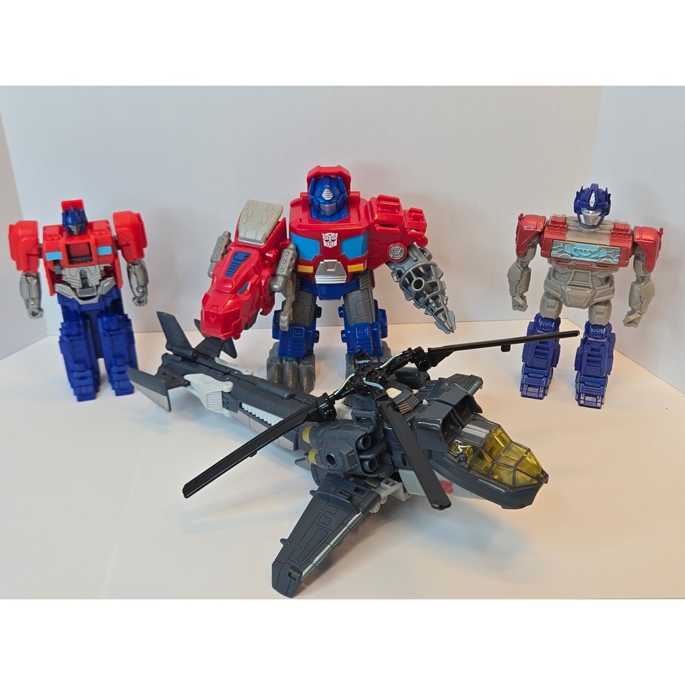 Transformers Optimus Prime Lot & Blackout Helicopter Action Figures 4pc Set